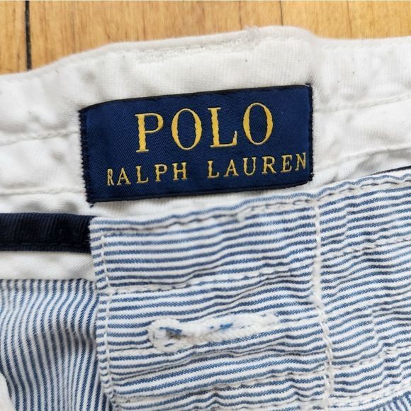 Mens Polo Ralph Lauren Cargo shorts lot of 2 size 36 khaki blue white button fly - Picture 12 of 16